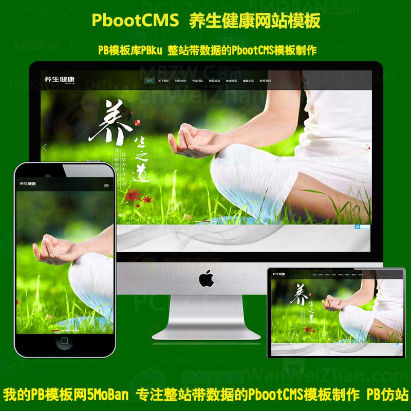 经络养生健康网站pbcms模板源码中医保健养生pbootcms建网站html5响应式手机版